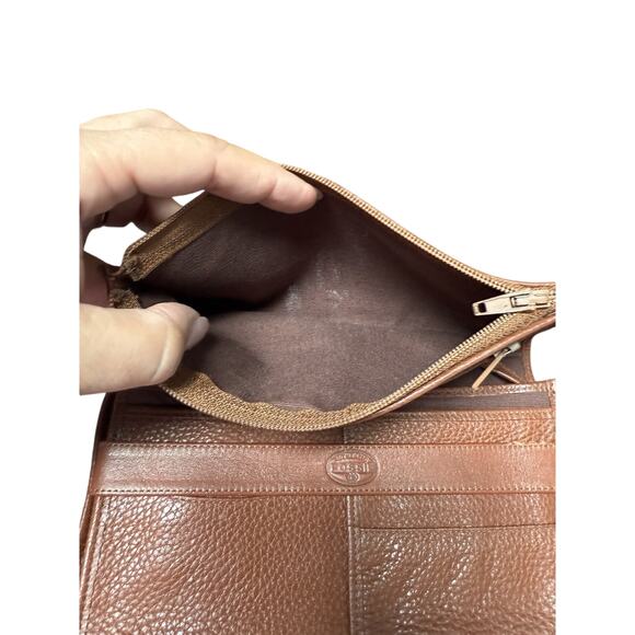 Fossil Brown Leather Crossbody Wallet Purse Pebbled Made In Brazil - Picture 2 of 9